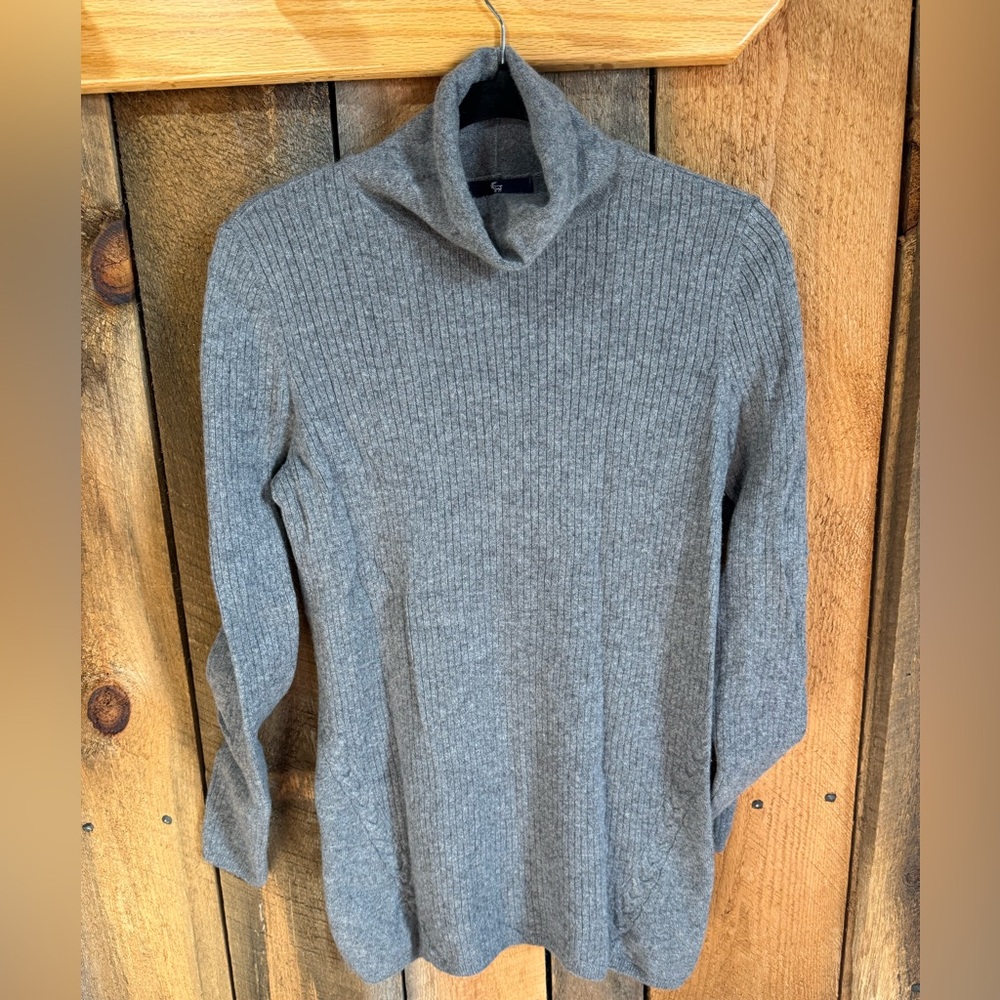 Lands' End Women's Charcoal Cashmere  Cowl Neck Sweater
